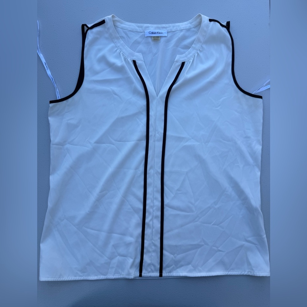 Calvin Klein White Tank Top with Black Trim